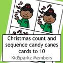 Christmas candy cane counting cards 0-10
