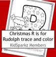 Trace and color - R is for Rudolph Reindeer 