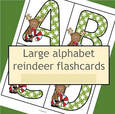 Christmas reindeer large letters flashcards.  Great for making games, and bulletin boards.