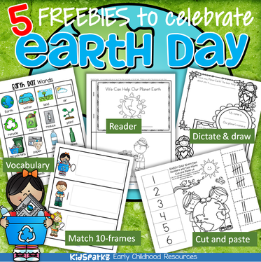 5 free activity printables to use to celebrate Earth Day, for preschool, pre-K and Kindergarten