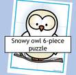 Arctic snowy owl puzzle 6 pieces. 