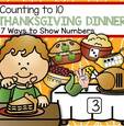 Match Thanksgiving food items to numbered tables - show numbers 7 different ways. 21 pages. 