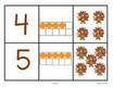 Thanksgiving turkeys -  match numerals, picture sets, and dot sets. 0-20