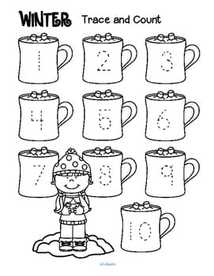 3 trace and count number printables for winter