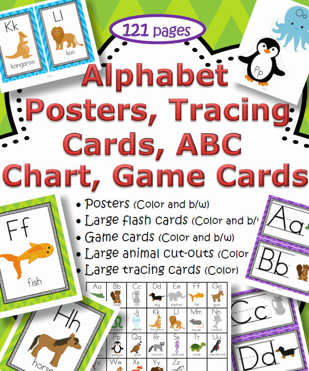 Animal Alphabet Posters, Flash Cards, Games Cards ...