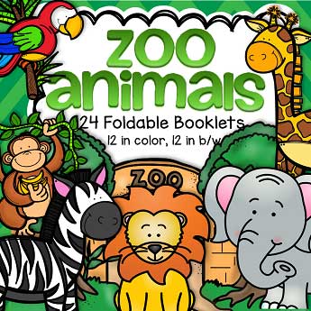 ZOO ANIMALS 24 Foldable Booklets