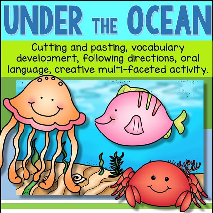 Ocean Animals Cut and Paste Literacy and Fine Motor Activities