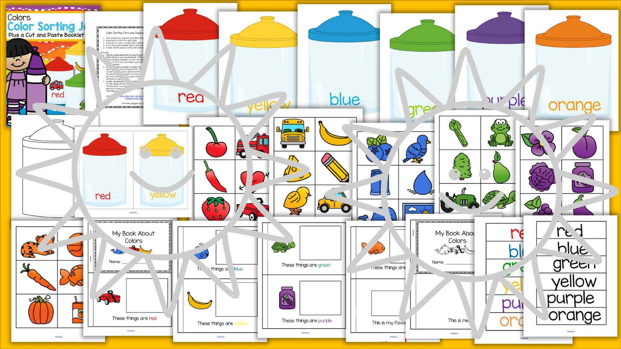 COLOR SORTING center and printables for preschool