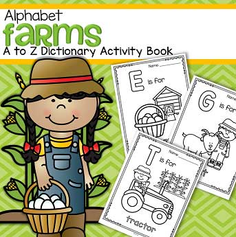 Farm Alphabet - A to Z Activity Book - Vocabulary, Trace and Color