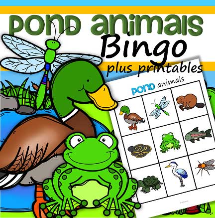 Pond Animals Bingo plus Printables for Preschool and Pre-K