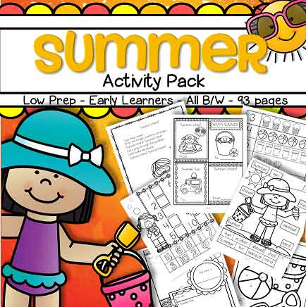 Summer monthly theme pack for preschool