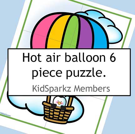 Hot air balloon 6 piece puzzle. 