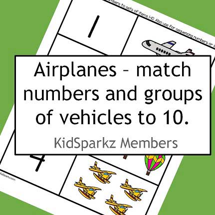 Air vehicles center - match numbers to sets 1-10.