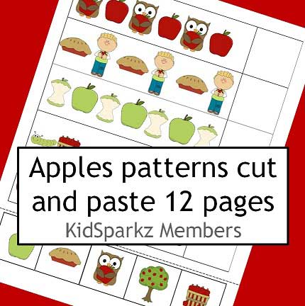 ​Apple patterns cut and paste. AB, AAB, ABB, ABC. 12 pages.