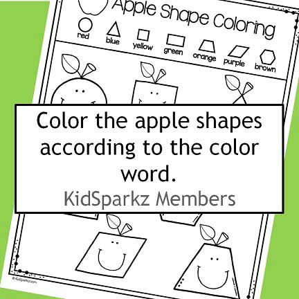 Color 7 apple shapes according to the color code. 