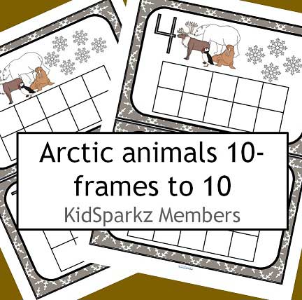 Arctic animals 10-frames counting game