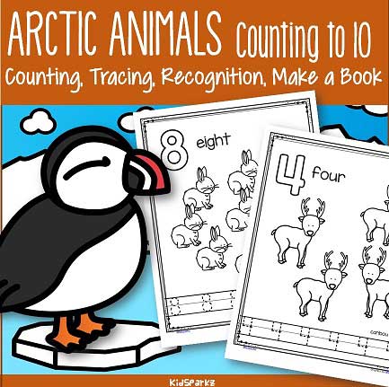 Arctic animals numbers sets 0-10