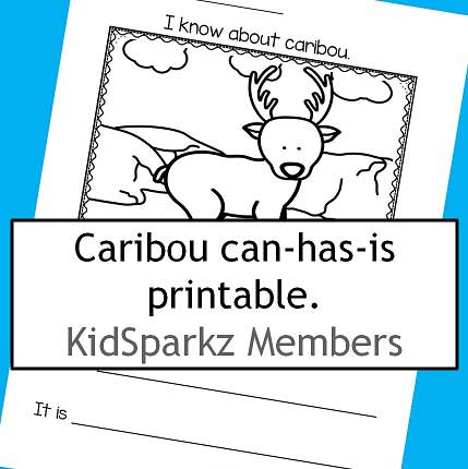 Caribous can - has - is printable. Teacher can write child's words. 