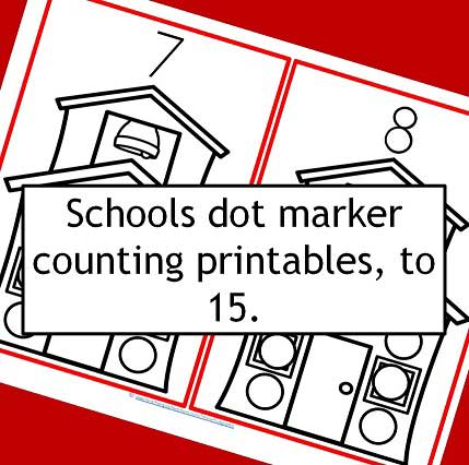 Set of 15 hands-on schoolhouse number counting and stamping cards