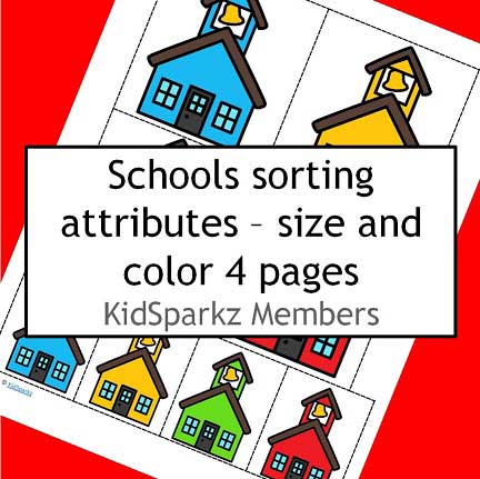 Schools attributes sorting cards by size and color.