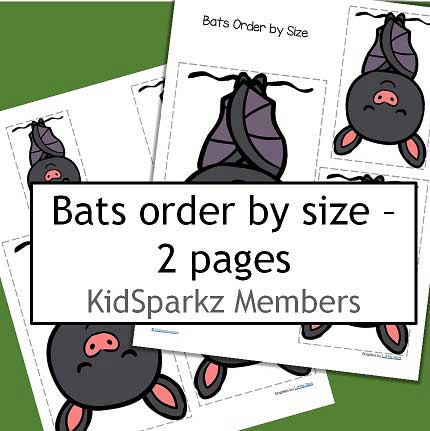 Bats theme - order by size activity.