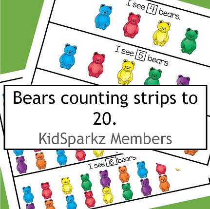 Bears counting strips 1-20.