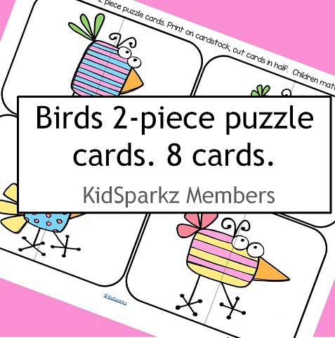 Bird patterns 2 piece puzzle cards.