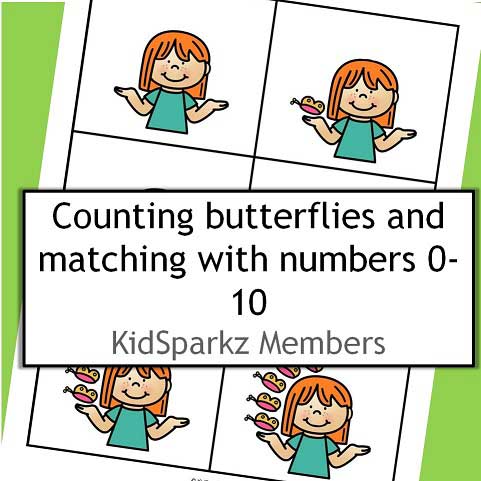 Counting butterflies and matching with numbers 0-10. 