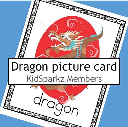 Chinese dragon large word/picture card