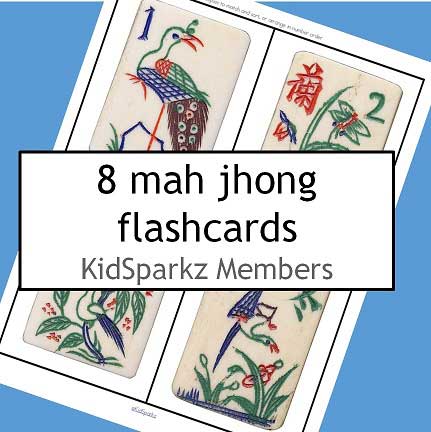 Chinese mah jhong tiles. 8 flashcards.
