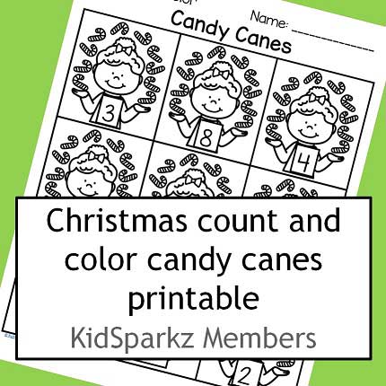 Candy cane count and color printable.