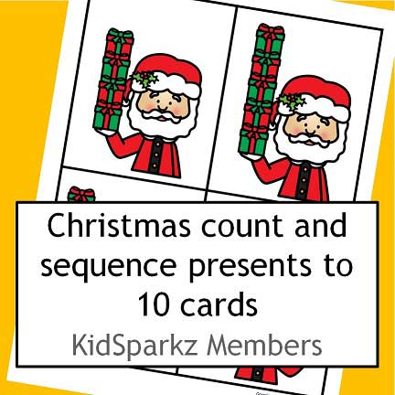 Christmas presents counting cards 0-10