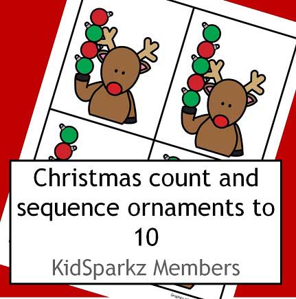 Christmas ornament counting cards - 0-10.