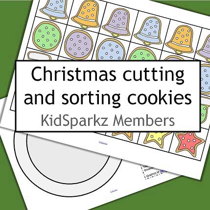 Christmas cookies cut and sort activity for preschool