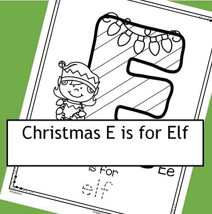Alphabet trace and color: E is for elf. 