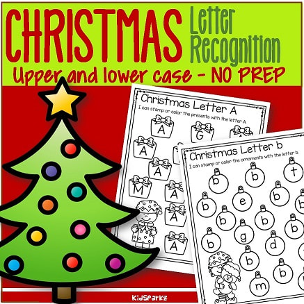 Christmas themed letter recognition activity pack