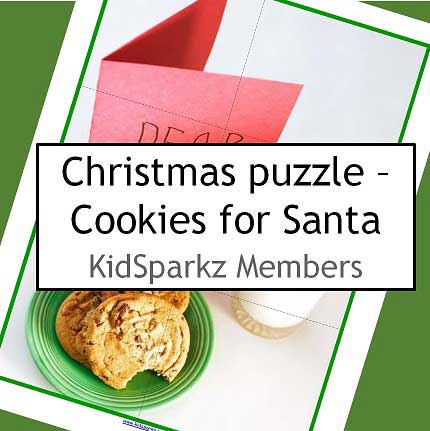 Christmas cookies and milk  for Santa puzzle for preschool