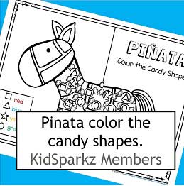 Pinata - color the shapes on the candies.