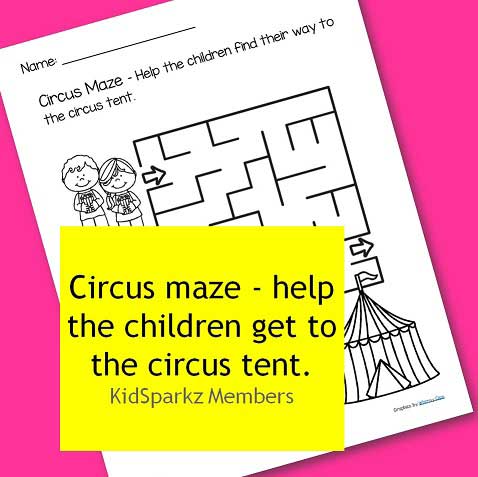 Circus maze - help the children get to the circus tent.