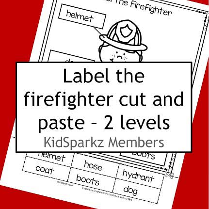 Label the firefighter cut and paste. 2 pages