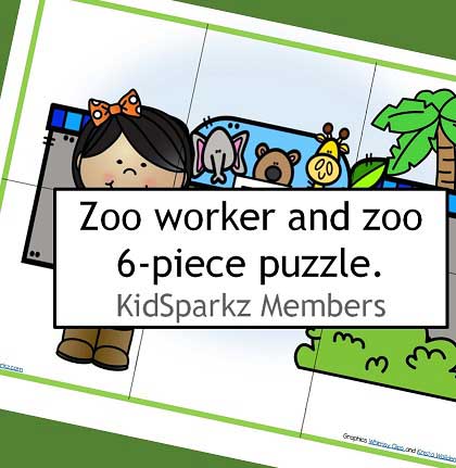 Zookeeper and zoo 6-piece puzzle