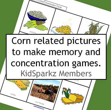 Corn theme matching and concentration cards. 