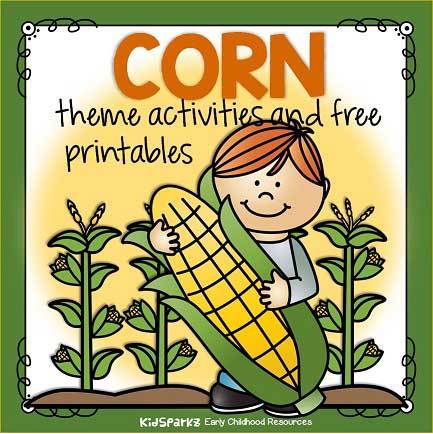 Corn theme activities and printables for preschool and kindergarten