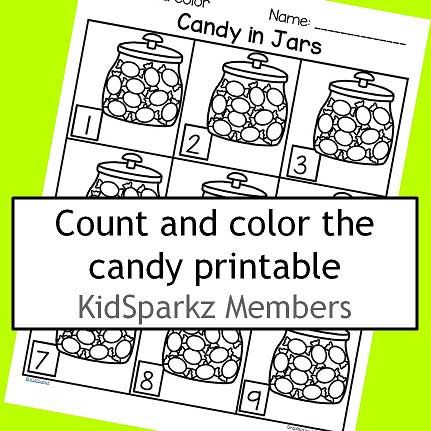 Candy in jars count and color printable. 