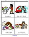 Supermarket flashcards actions - things people do at a store. (12)