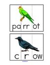Birds 3-piece word cards. 10 word puzzle cards. 