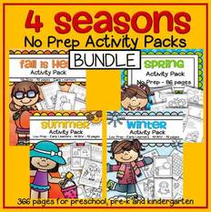 Four seasons no prep activity packs bundle for preschool