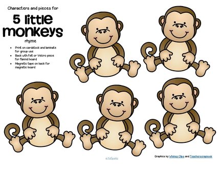 5 little monkeys rhyme and characters for preschool