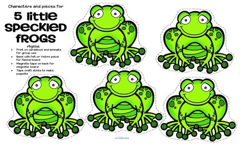 5 little frogs rhyme and characters for preschool