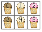 Ice cream theme flashcards 0-20 for ordering and number recognition.